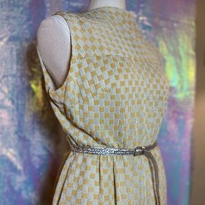 Vintage 60s Handmade Sparkle Checkered Maxi Dress